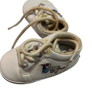 VINTAGE KEDS 21st Century Baby White Stork Embroidered Crib Shoes Size 3 Soft